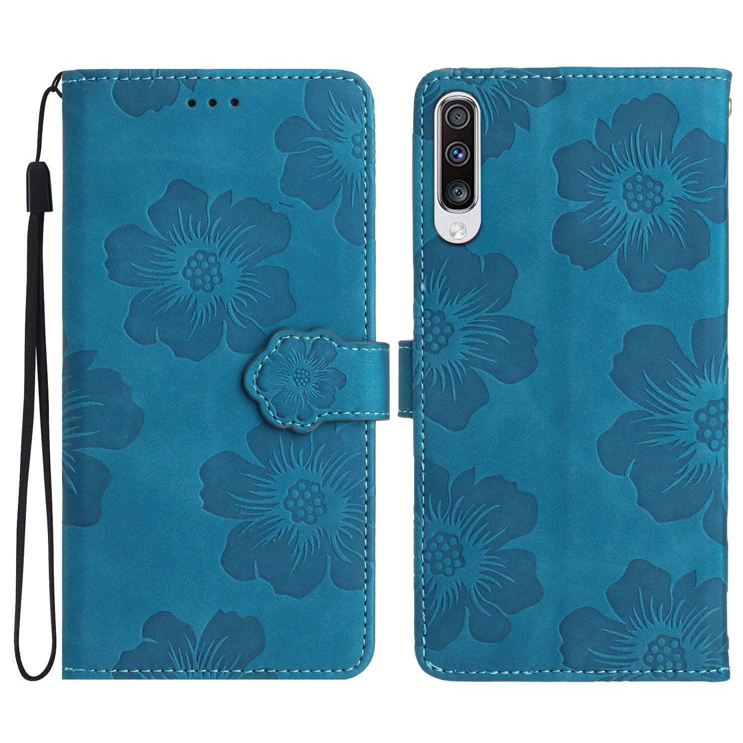 For Samsung Galaxy A50 / A50s / A30s Flowers Imprinted Leather Phone Cover Wallet Stand Case with Strap For Samsung Galaxy A50 / A50s / A30s Flowers Imprinted Leather Phone Cover Wallet Stand Case with Strap